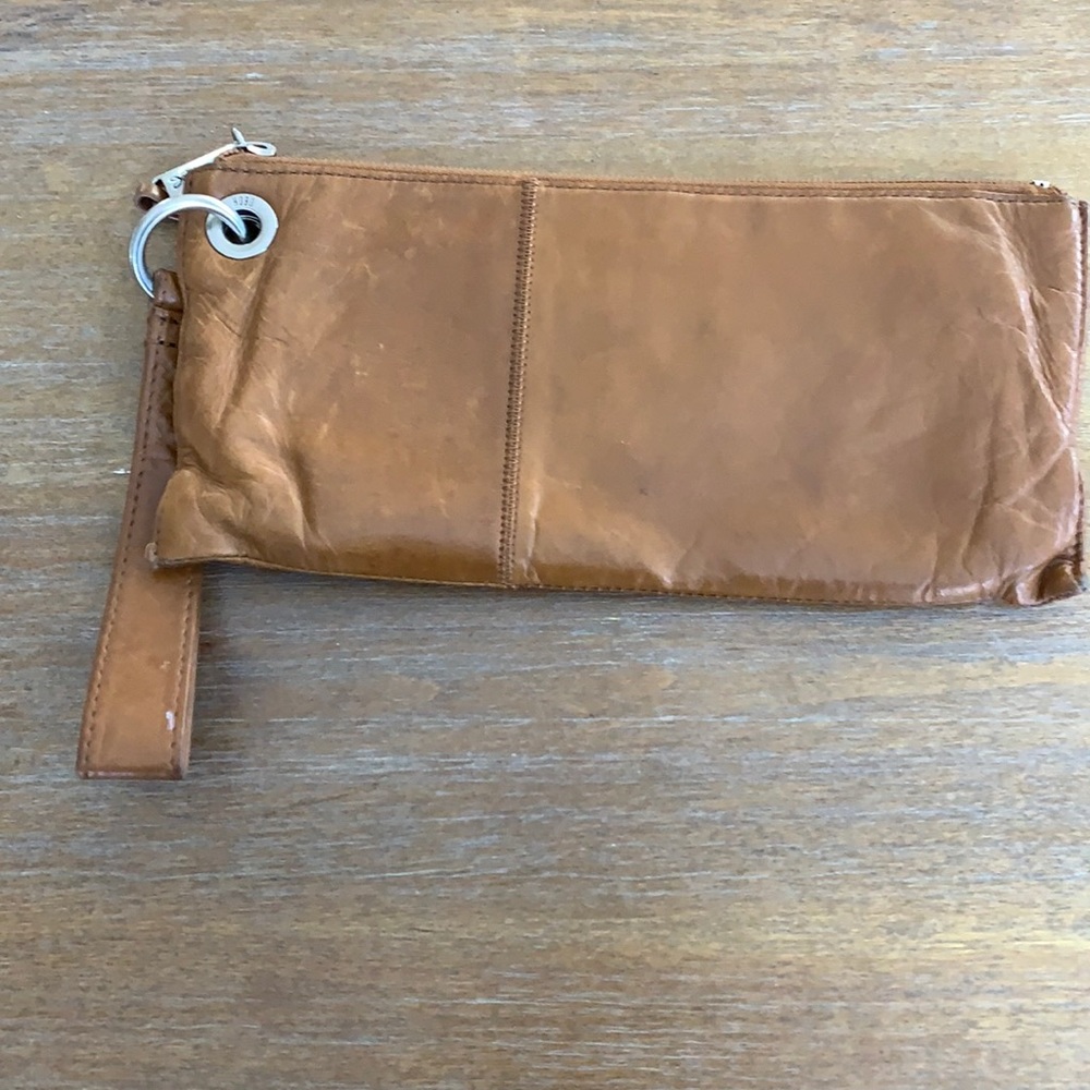 Hobo camel leather wristlet